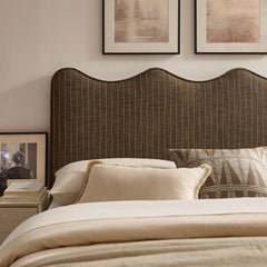 Athena Earth Stripe Striped Fabric Upholstered King Size Headboard - Ornate Home