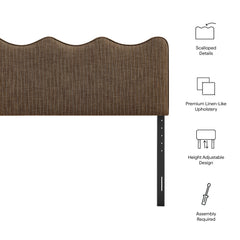 Athena Earth Stripe Striped Fabric Upholstered King Size Headboard - Ornate Home