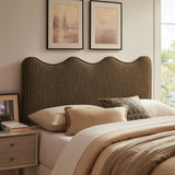 Athena Earth Stripe Striped Fabric Upholstered Queen Size Headboard - Ornate Home