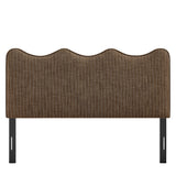 Athena Earth Stripe Striped Fabric Upholstered Queen Size Headboard - Ornate Home