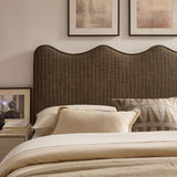 Athena Earth Stripe Striped Fabric Upholstered Queen Size Headboard - Ornate Home