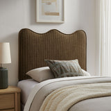 Athena Earth Stripe Striped Fabric Upholstered Twin Size Headboard - Ornate Home