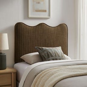 Athena Earth Stripe Striped Fabric Upholstered Twin Size Headboard - Ornate Home