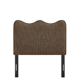 Athena Earth Stripe Striped Fabric Upholstered Twin Size Headboard - Ornate Home
