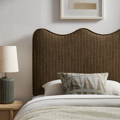 Athena Earth Stripe Striped Fabric Upholstered Twin Size Headboard - Ornate Home