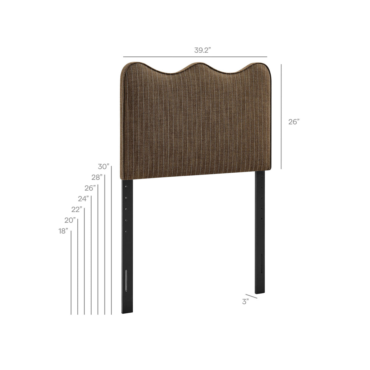 Athena Earth Stripe Striped Fabric Upholstered Twin Size Headboard - Ornate Home