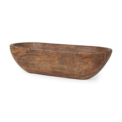 Athena Medium Brown Extra Large Oblong Reclaimed Wood Bowl - Ornate Home