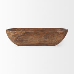 Athena Medium Brown Extra Large Oblong Reclaimed Wood Bowl - Ornate Home