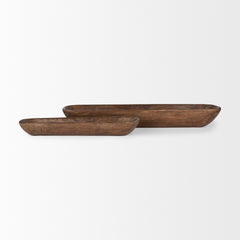 Athena Medium Brown Extra Large Reclaimed Wood Trays (Set of 2) - Ornate Home