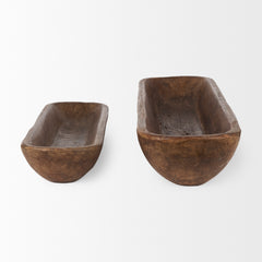 Athena Medium Brown Extra Large Reclaimed Wood Trays (Set of 2) - Ornate Home
