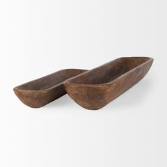 Athena Medium Brown Extra Large Reclaimed Wood Trays (Set of 2) - Ornate Home