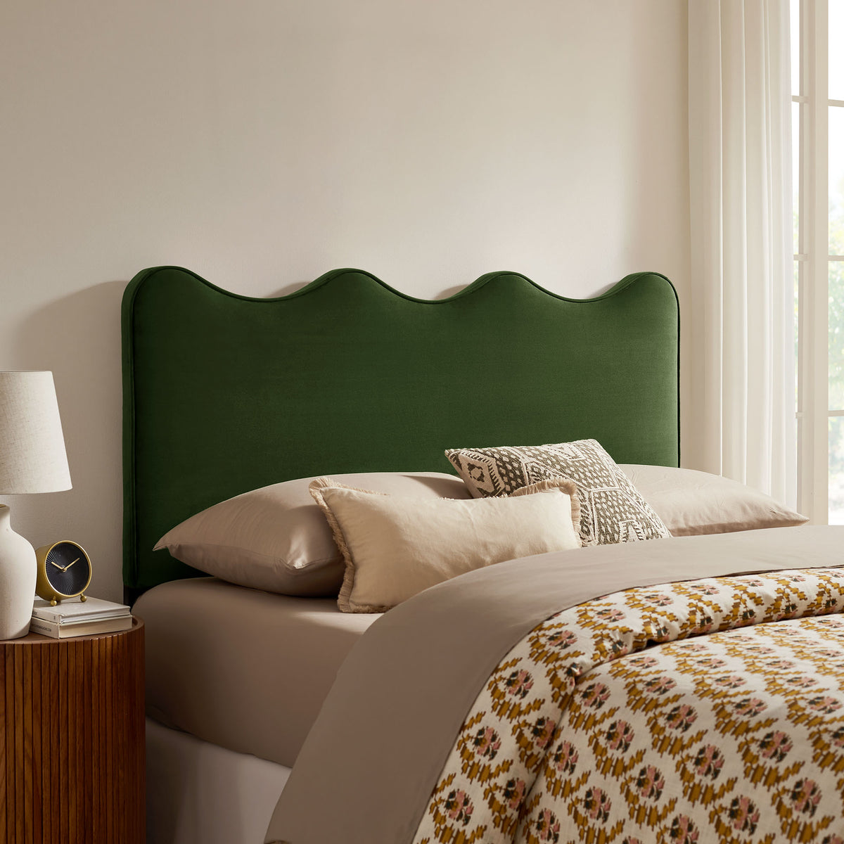 Athena Moss Green Stain-Resistant Performance Velvet King Size Headboard - Ornate Home