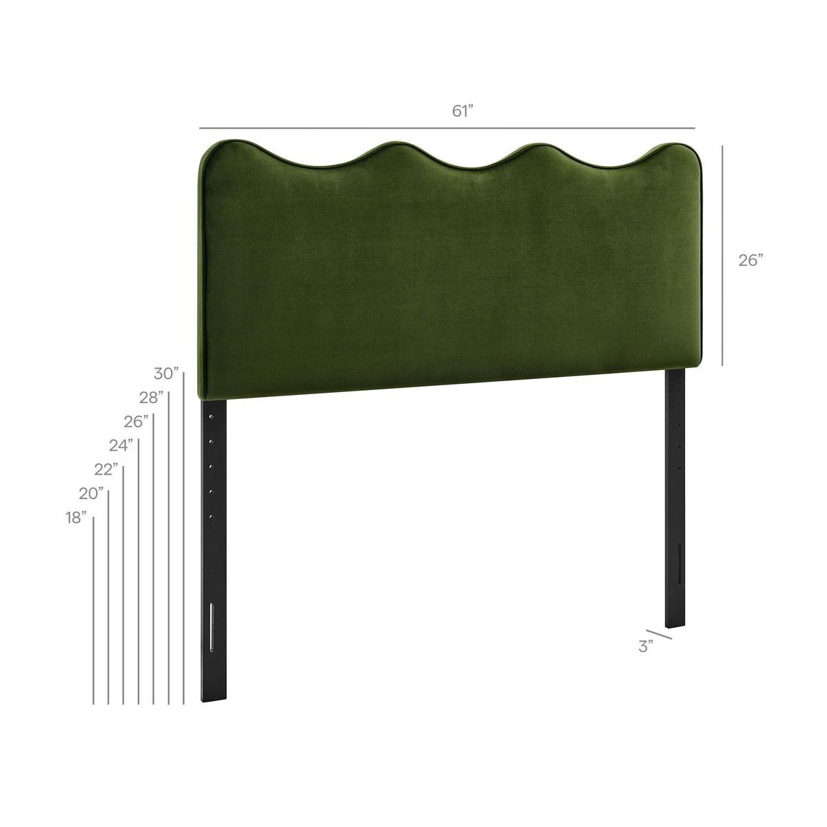 Athena Moss Green Stain-Resistant Performance Velvet Queen Size Headboard - Ornate Home