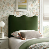 Athena Moss Green Stain-Resistant Performance Velvet Twin Size Headboard - Ornate Home