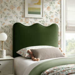 Athena Moss Green Stain-Resistant Performance Velvet Twin Size Headboard - Ornate Home