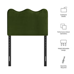 Athena Moss Green Stain-Resistant Performance Velvet Twin Size Headboard - Ornate Home