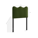 Athena Moss Green Stain-Resistant Performance Velvet Twin Size Headboard - Ornate Home