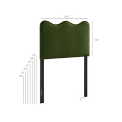 Athena Moss Green Stain-Resistant Performance Velvet Twin Size Headboard - Ornate Home