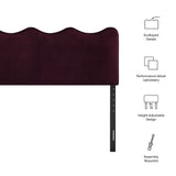 Athena Mulberry Stain-Resistant Performance Velvet Queen Size Headboard - Ornate Home