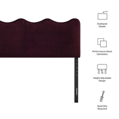 Athena Mulberry Stain-Resistant Performance Velvet Queen Size Headboard - Ornate Home