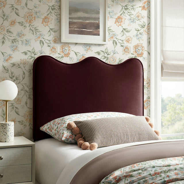 Athena Mulberry Stain-Resistant Performance Velvet Twin Size Headboard - Ornate Home