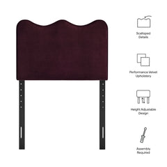 Athena Mulberry Stain-Resistant Performance Velvet Twin Size Headboard - Ornate Home
