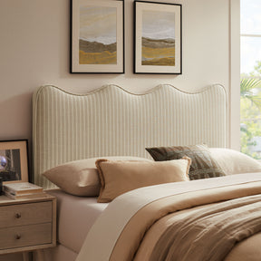 Athena Oatmeal Stripe Striped Fabric Upholstered King Size Headboard - Ornate Home