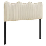 Athena Oatmeal Stripe Striped Fabric Upholstered King Size Headboard - Ornate Home