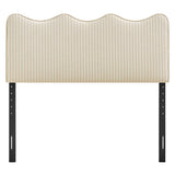 Athena Oatmeal Stripe Striped Fabric Upholstered King Size Headboard - Ornate Home