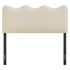 Athena Oatmeal Stripe Striped Fabric Upholstered King Size Headboard - Ornate Home