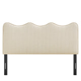 Athena Oatmeal Stripe Striped Fabric Upholstered King Size Headboard - Ornate Home
