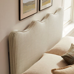 Athena Oatmeal Stripe Striped Fabric Upholstered King Size Headboard - Ornate Home