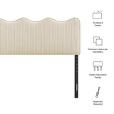 Athena Oatmeal Stripe Striped Fabric Upholstered King Size Headboard - Ornate Home