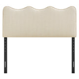 Athena Oatmeal Stripe Striped Fabric Upholstered Queen Size Headboard - Ornate Home