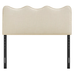 Athena Oatmeal Stripe Striped Fabric Upholstered Queen Size Headboard - Ornate Home