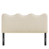 Athena Oatmeal Stripe Striped Fabric Upholstered Queen Size Headboard - Ornate Home