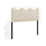 Athena Oatmeal Stripe Striped Fabric Upholstered Queen Size Headboard - Ornate Home