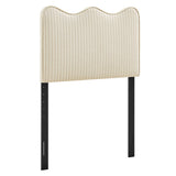 Athena Oatmeal Stripe Striped Fabric Upholstered Twin Size Headboard - Ornate Home