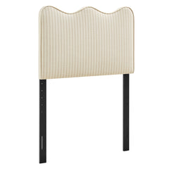 Athena Oatmeal Stripe Striped Fabric Upholstered Twin Size Headboard - Ornate Home