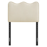 Athena Oatmeal Stripe Striped Fabric Upholstered Twin Size Headboard - Ornate Home