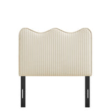 Athena Oatmeal Stripe Striped Fabric Upholstered Twin Size Headboard - Ornate Home