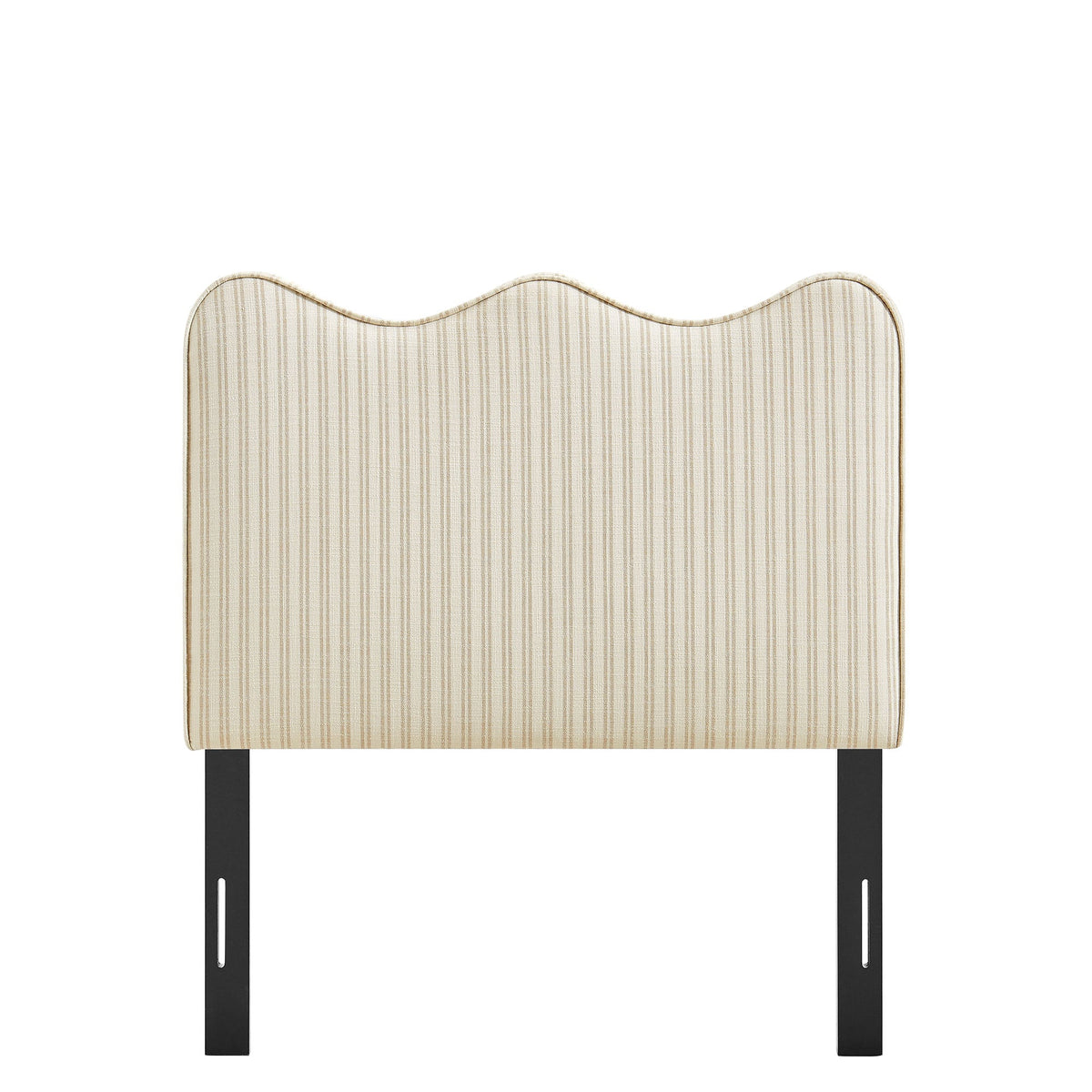 Athena Oatmeal Stripe Striped Fabric Upholstered Twin Size Headboard - Ornate Home