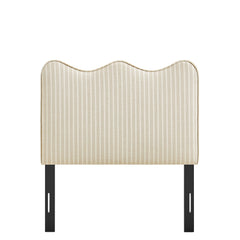 Athena Oatmeal Stripe Striped Fabric Upholstered Twin Size Headboard - Ornate Home