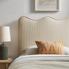 Athena Oatmeal Stripe Striped Fabric Upholstered Twin Size Headboard - Ornate Home