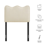 Athena Oatmeal Stripe Striped Fabric Upholstered Twin Size Headboard - Ornate Home