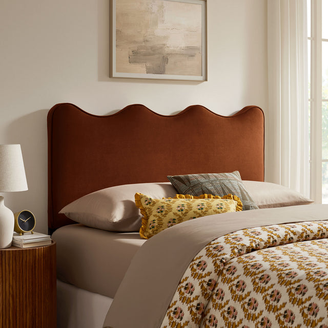 Athena Rust Stain-Resistant Performance Velvet King Size Headboard - Ornate Home