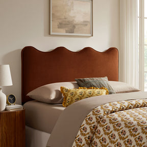 Athena Rust Stain-Resistant Performance Velvet Queen Size Headboard - Ornate Home