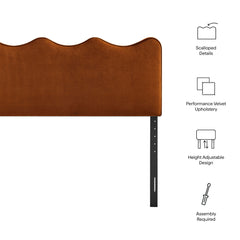 Athena Rust Stain-Resistant Performance Velvet Queen Size Headboard - Ornate Home