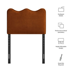 Athena Rust Stain-Resistant Performance Velvet Twin Size Headboard - Ornate Home