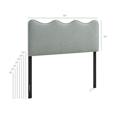 Athena Spa Blue Stripe Striped Fabric Upholstered Full Size Headboard - Ornate Home
